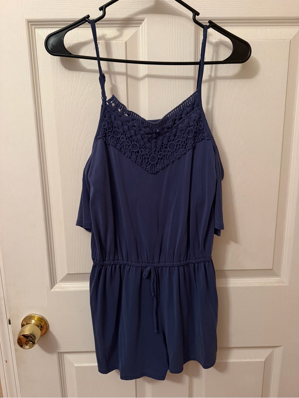Mudd Navy Lace-Trim Sleep Romper